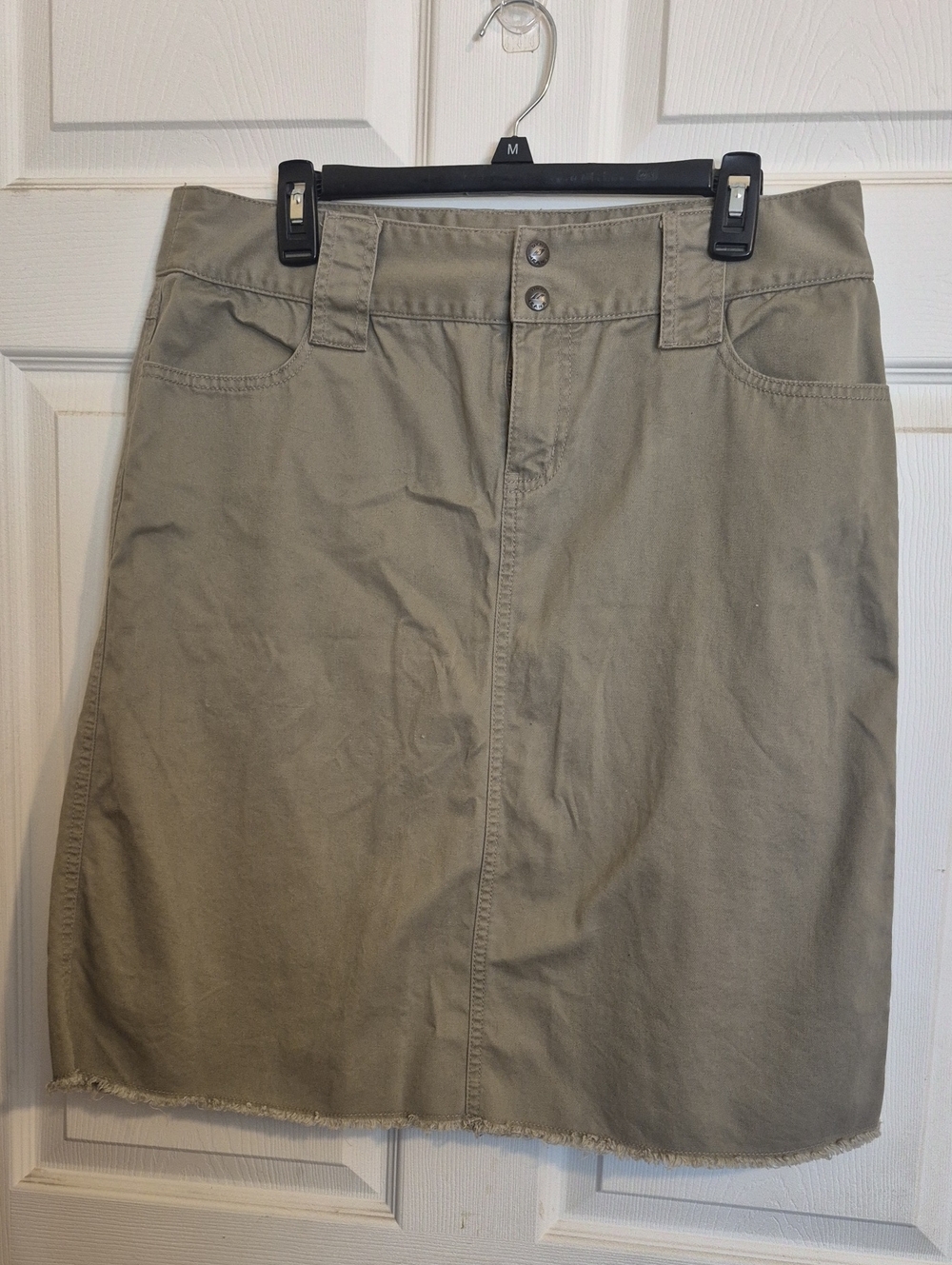 DKNY Olive Green Skirt with Raw Hem
